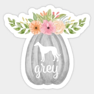 Greyhound Grey Pumpkin with Fall Flowers Sticker